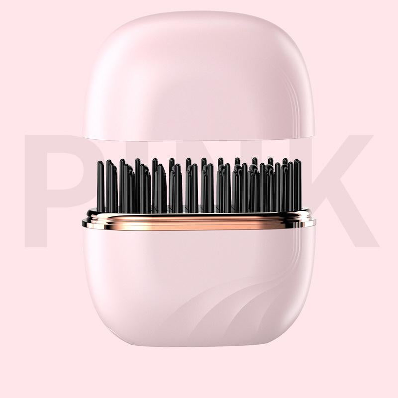 Compact Wireless Straightening Comb Portable USB Charging Travel Essential,Copper Heating Plates for Smooth Styling,Portable Hair Styler Fashionable Modern Design Mini Hair Straightener Brush Heated Comb