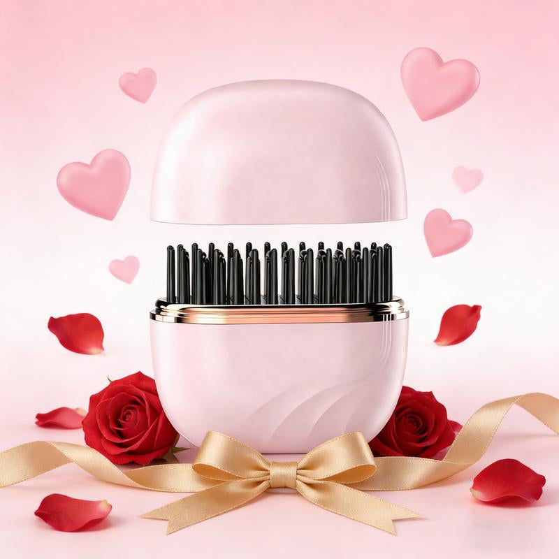 Compact Wireless Straightening Comb Portable USB Charging Travel Essential,Copper Heating Plates for Smooth Styling,Portable Hair Styler Fashionable Modern Design Mini Hair Straightener Brush Heated Comb